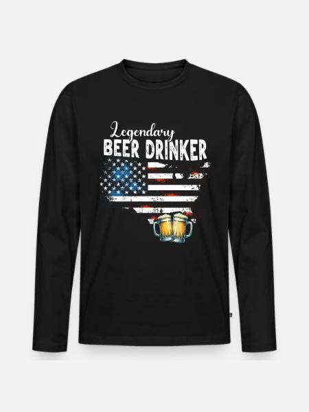 Biertrinker - Männer Premium Bio Langarmshirt - Schwarz
