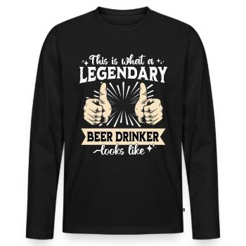 Legendary beer drinker - Men's Premium Organic Long Sleeve Shirt - black - Front - Nico (187cm)