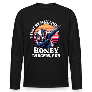 J’adore le dicton de Honey Badger - T-shirt manches longues Premium bio Homme - noir - Devant - Nico (187cm)