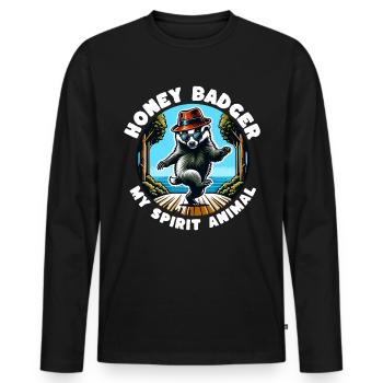 Lustige Honigdachs Sprüche - Männer Premium Bio Langarmshirt - Schwarz - Vorne - Nico (187cm)