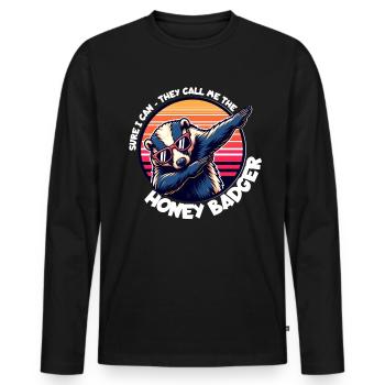 Dicton de blaireau à miel - T-shirt manches longues Premium bio Homme - noir - Devant - Nico (187cm)