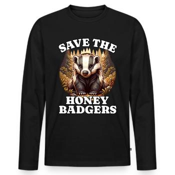 Save Honigdachs - Männer Premium Bio Langarmshirt - Schwarz - Vorne - Nico (187cm)
