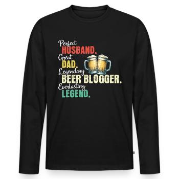 Bier Blogger Papa - Männer Premium Bio Langarmshirt - Schwarz - Vorne - Nico (187cm)