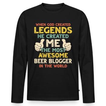 Bier Blogger - Männer Premium Bio Langarmshirt - Schwarz - Vorne - Nico (187cm)