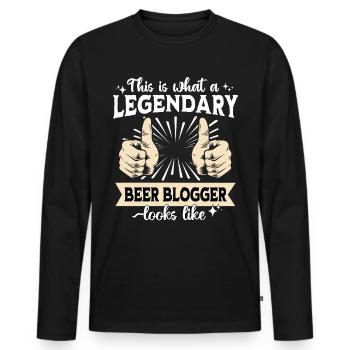Legendärer Bier Blogger - Männer Premium Bio Langarmshirt - Schwarz - Vorne - Nico (187cm)