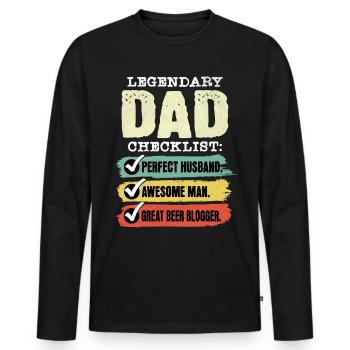 Papa Bier Blogger Vatertag - Männer Premium Bio Langarmshirt - Schwarz - Vorne - Nico (187cm)