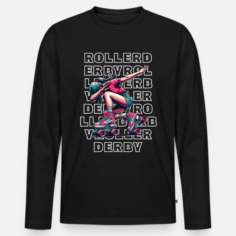 Roller Derby - Männer Premium Bio Langarmshirt - Schwarz