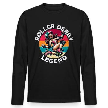 Roller Derby Legende - Männer Premium Bio Langarmshirt - Schwarz - Vorne - Nico (187cm)