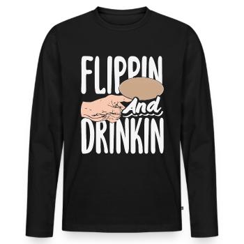 Beer mat turn over game beer - Men's Premium Organic Long Sleeve Shirt - black - Front - Nico (187cm)