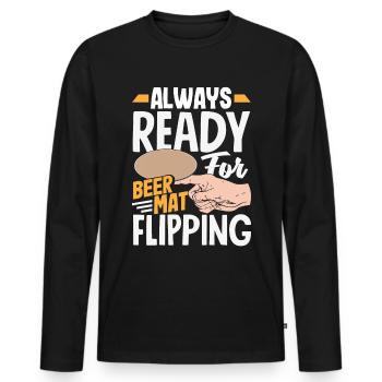 Beer mat turn over game beer - Men's Premium Organic Long Sleeve Shirt - black - Front - Nico (187cm)