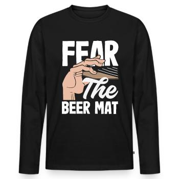 Beer mat turn over game beer - Men's Premium Organic Long Sleeve Shirt - black - Front - Nico (187cm)