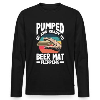 Beer mat turn over game beer - Men's Premium Organic Long Sleeve Shirt - black - Front - Nico (187cm)