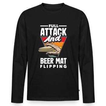 Beer mat turn over game beer - Men's Premium Organic Long Sleeve Shirt - black - Front - Nico (187cm)