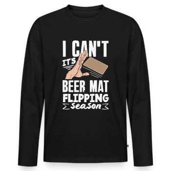 Beer mat turn over game beer - Men's Premium Organic Long Sleeve Shirt - black - Front - Nico (187cm)
