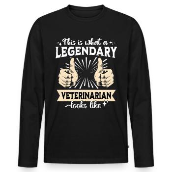 vVétérinaire légendaire - T-shirt manches longues Premium bio Homme - noir - Devant - Nico (187cm)