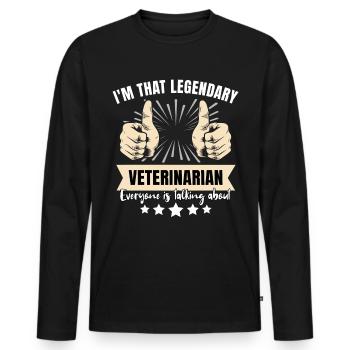 vVétérinaire légendaire - T-shirt manches longues Premium bio Homme - noir - Devant - Nico (187cm)