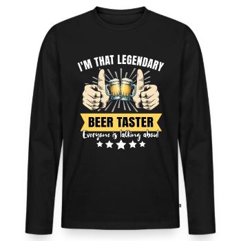 Legendary beer tester - Men's Premium Organic Long Sleeve Shirt - black - Front - Nico (187cm)