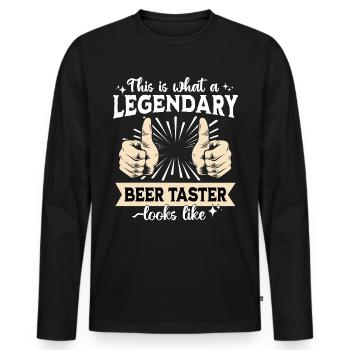 Legendary beer tester - Men's Premium Organic Long Sleeve Shirt - black - Front - Nico (187cm)