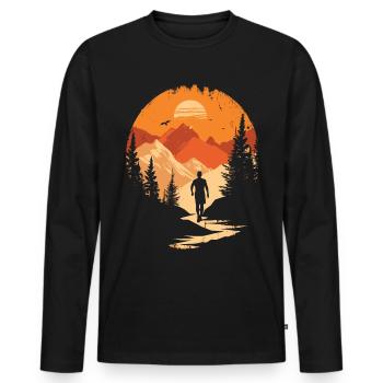 Running design for runners at the marathon - Men's Premium Organic Long Sleeve Shirt - black - Front - Nico (187cm)