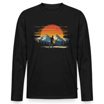 Running design for runners at the marathon - Men's Premium Organic Long Sleeve Shirt - black - Front - Nico (187cm)