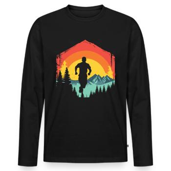 Running design for runners at the marathon - Men's Premium Organic Long Sleeve Shirt - black - Front - Nico (187cm)
