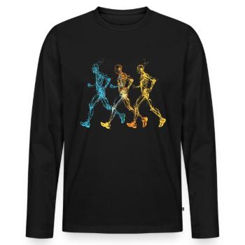 Laufdesign Für Läufer Beim Marathon - Männer Premium Bio Langarmshirt - Schwarz - Vorne - Nico (187cm)