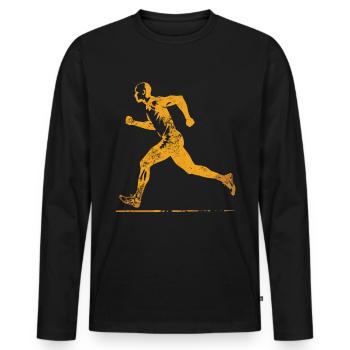 Laufdesign Für Läufer Beim Marathon - Männer Premium Bio Langarmshirt - Schwarz - Vorne - Nico (187cm)