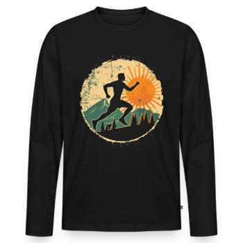 Conception de course pour les coureurs au marathon - T-shirt manches longues Premium bio Homme - noir - Devant - Nico (187cm)