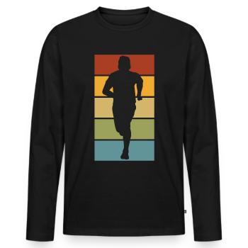 Running design for runners at the marathon - Men's Premium Organic Long Sleeve Shirt - black - Front - Nico (187cm)