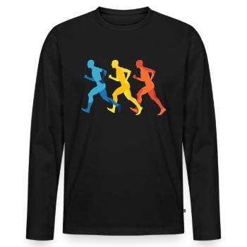 Laufdesign Für Läufer Beim Marathon - Männer Premium Bio Langarmshirt - Schwarz - Vorne - Nico (187cm)