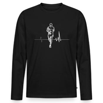 Running design for runners at the marathon - Men's Premium Organic Long Sleeve Shirt - black - Front - Nico (187cm)