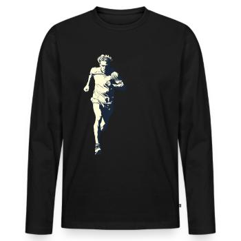 Running design for runners at the marathon - Men's Premium Organic Long Sleeve Shirt - black - Front - Nico (187cm)