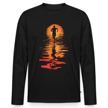 Conception de course pour les coureurs au marathon - T-shirt manches longues Premium bio Homme - noir - Devant - Nico (187cm)