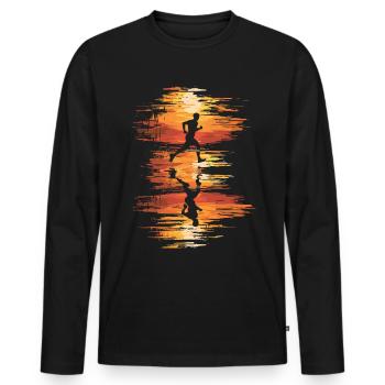 Conception de course pour les coureurs au marathon - T-shirt manches longues Premium bio Homme - noir - Devant - Nico (187cm)