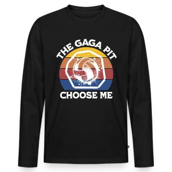 Funny Gaga Ball Saying - Men's Premium Organic Long Sleeve Shirt - black - Front - Nico (187cm)