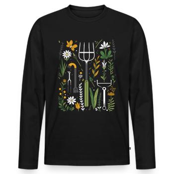 Permakultur Lebensmittel Compost - Männer Premium Bio Langarmshirt - Schwarz - Vorne - Nico (187cm)