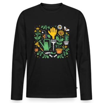 Permakultur Lebensmittel Compost - Männer Premium Bio Langarmshirt - Schwarz - Vorne - Nico (187cm)