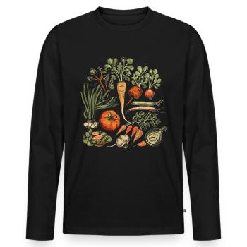 Permakultur Lebensmittel Compost - Männer Premium Bio Langarmshirt - Schwarz - Vorne - Nico (187cm)