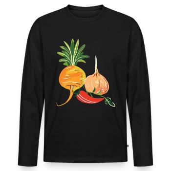 Permakultur Lebensmittel Compost - Männer Premium Bio Langarmshirt - Schwarz - Vorne - Nico (187cm)