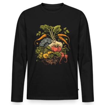 Permakultur Lebensmittel Compost - Männer Premium Bio Langarmshirt - Schwarz - Vorne - Nico (187cm)
