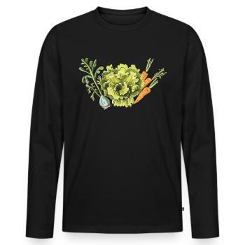 Permakultur Lebensmittel Compost - Männer Premium Bio Langarmshirt - Schwarz - Vorne - Nico (187cm)