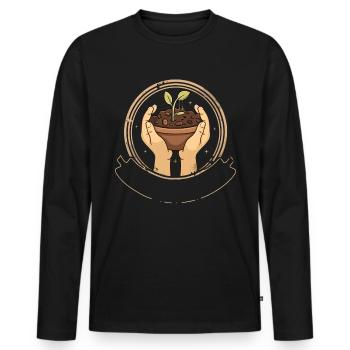 Permakultur Lebensmittel Compost - Männer Premium Bio Langarmshirt - Schwarz - Vorne - Nico (187cm)