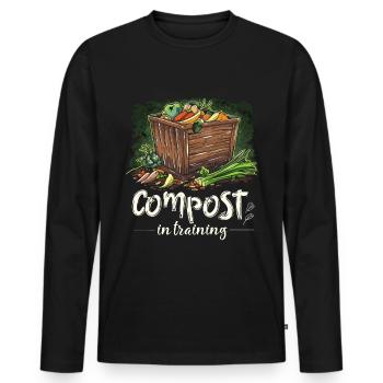 Permakultur Lebensmittel Compost - Männer Premium Bio Langarmshirt - Schwarz - Vorne - Nico (187cm)
