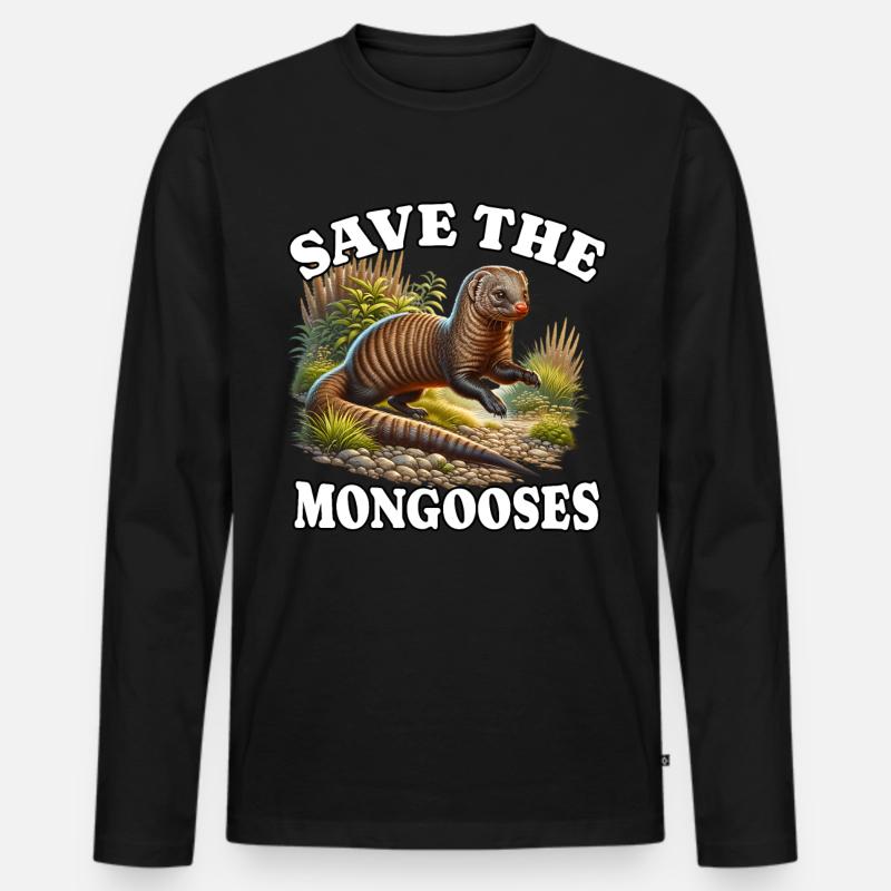 Save Erdmännchen - Männer Premium Bio Langarmshirt - Schwarz