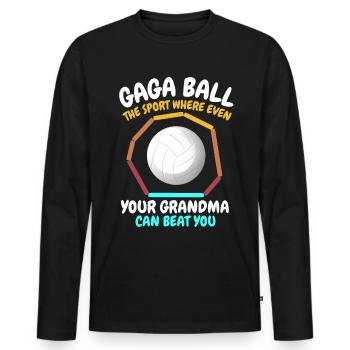 Funny Gaga Ball Saying - Men's Premium Organic Long Sleeve Shirt - black - Front - Nico (187cm)