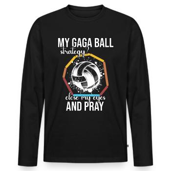 Funny Gaga Ball Saying - Men's Premium Organic Long Sleeve Shirt - black - Front - Nico (187cm)