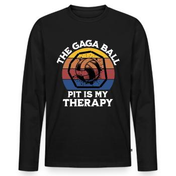 Funny Gaga Ball Saying - Men's Premium Organic Long Sleeve Shirt - black - Front - Nico (187cm)