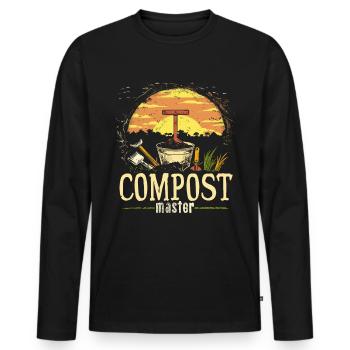 Permakultur Lebensmittel Compost - Männer Premium Bio Langarmshirt - Schwarz - Vorne - Nico (187cm)