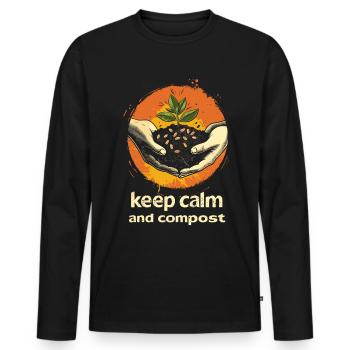 Permakultur Lebensmittel Compost - Männer Premium Bio Langarmshirt - Schwarz - Vorne - Nico (187cm)