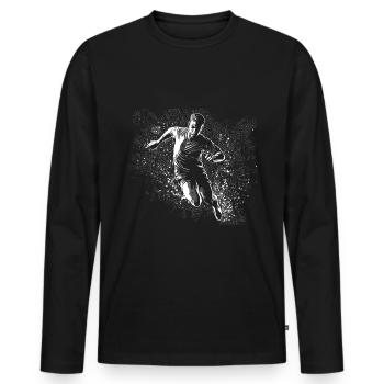 Conception de course pour les coureurs au marathon - T-shirt manches longues Premium bio Homme - noir - Devant - Nico (187cm)